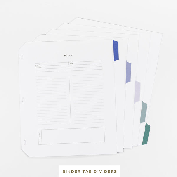 Binder System || Binder Tab Dividers, Set of 5 - Whitney English Shop